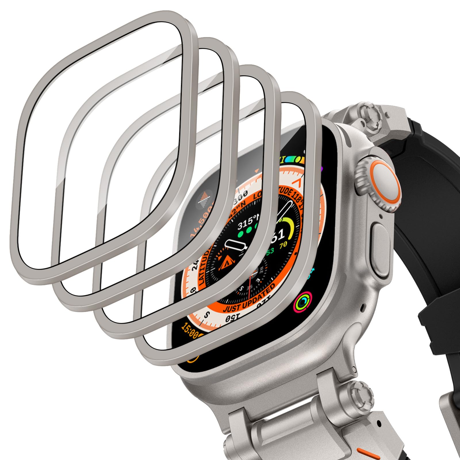 Smartwatch Screen Film - Aluminium Alloy Case+Tempered Glass for Apple